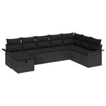vidaXL Ensemble de canapé de jardin avec coussin 8 Pièces Noir polyrotin