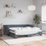vidaXL Lit de jour avec gigogne et matelas gris foncé 90x190cm velours