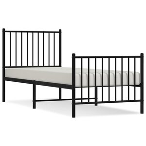 vidaXL Cadre de lit métal sans matelas avec pied de lit noir 80x200 cm