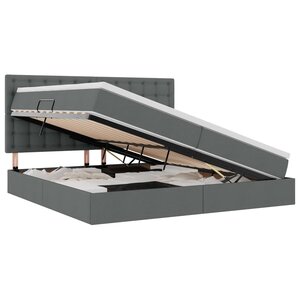 vidaXL Lit avec rangement et matelas Gris foncé 200 x 200 cm Polyester