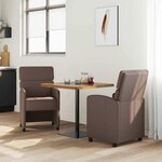 vidaXL Chaises de Salle à Manger avec Roues 2 Pièces Marron