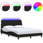 vidaXL Cadre de lit avec LED sans matelas noir 140x190 cm tissu