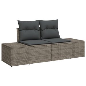 vidaXL Ensemble de canapé de jardin 7 pièces avec coussins gris en poly rotin et acacia