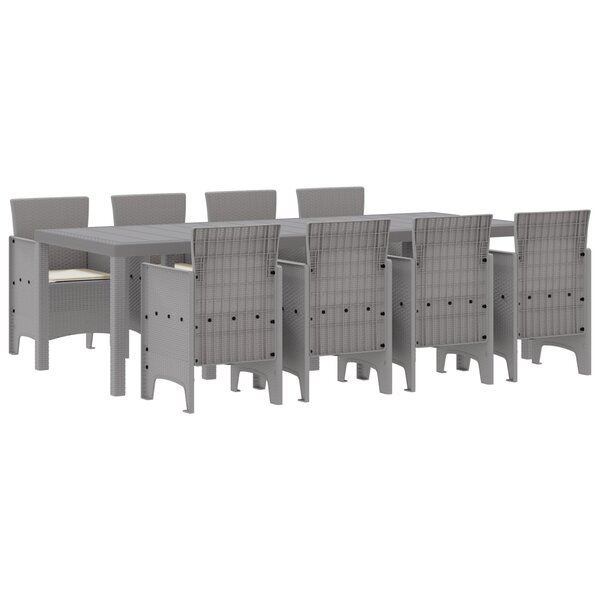 vidaXL Ensemble de salle à manger de jardin de 9 pièces en poly rotin blanc