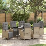 vidaXL Ensemble de salle à manger pour jardin 7 Pièces Beige Poly rotin