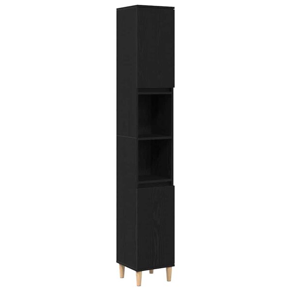 vidaXL Cabinet de salle de bain avec porte Chêne noir 30 x 30 x 190 cm