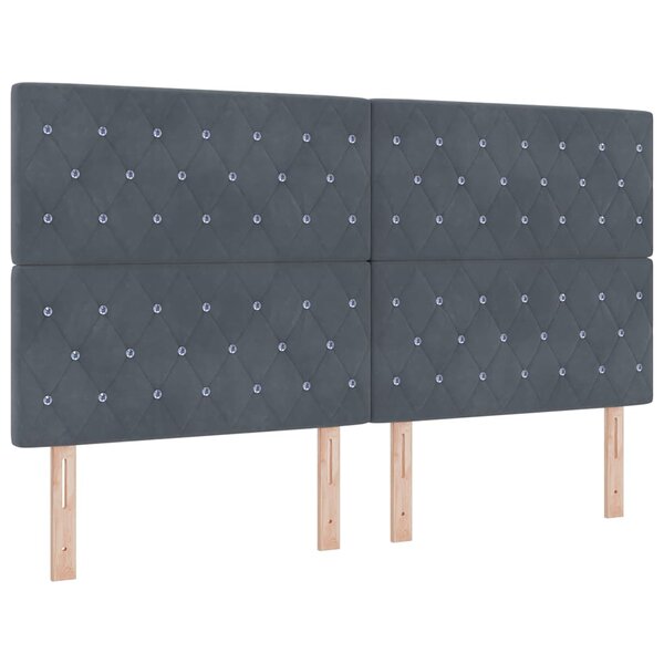 vidaXL Tête de Lit LED Argyle Manuel Gris foncé 90 cm Velours