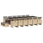 vidaXL Ensemble à manger de jardin et coussins 17 Pièces mélange beige