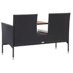 vidaXL Banc de jardin 2places et table à thé 143cm Résine tressée Noir