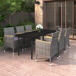vidaXL Ensemble à dîner de jardin coussins 7 Pièces Résine tressée Verre