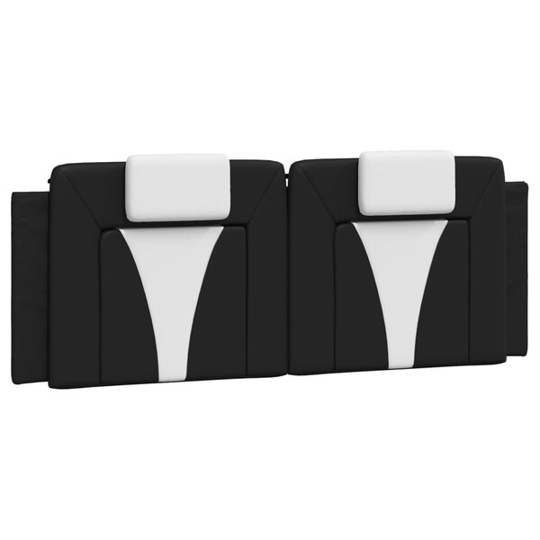 vidaXL Coussin de tête de lit noir et blanc 140 cm similicuir