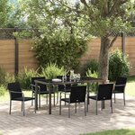 vidaXL Ensemble de salle à manger pour jardin 7 Pièces Noir Poly rotin