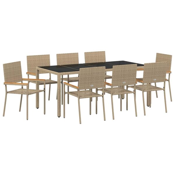 vidaXL Ensemble de salle à manger pour jardin 9 Pièces Beige