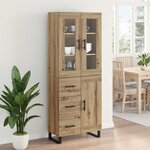 vidaXL Haut Armoire 2 Pièces Chêne artisanal Bois Aggloméré et Verre