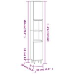 vidaXL Armoire de bain sonoma gris 30x30x190 cm bois d'ingénierie