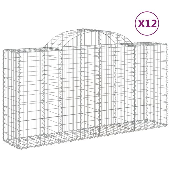 vidaXL Paniers à gabions arqués 12 Pièces 200x50x100/120 cm fer galvanisé
