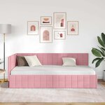 vidaXL Cadre de lit d'angle avec tête de lit Rose 100 x 200 cm Velours