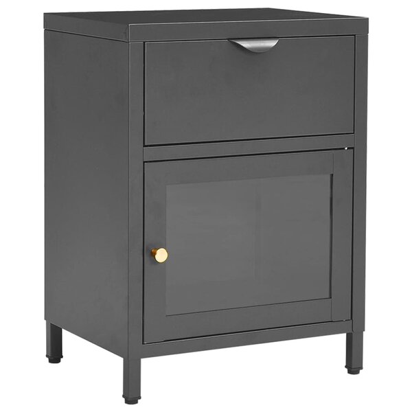 vidaXL Table de chevet Anthracite 40x30x54 5 cm Acier et verre