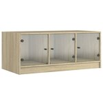 vidaXL Table basse avec portes en verre chêne sonoma 102x50x42 cm