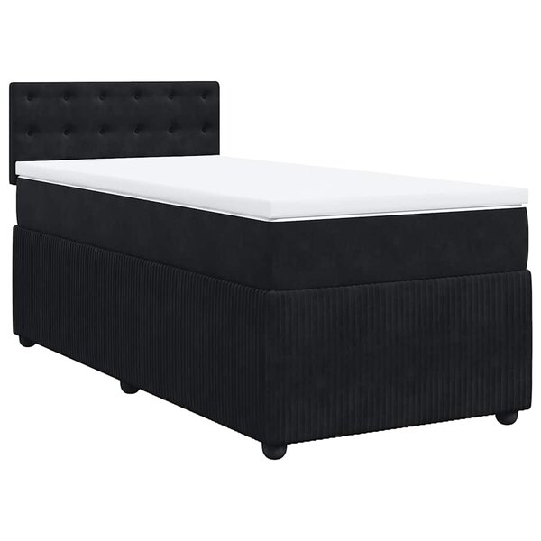 vidaXL Sommier à lattes de lit avec matelas Noir 90x200 cm Velours