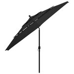 vidaXL Parasol de jardin à 3 niveaux avec mât en aluminium noir 3 5 m
