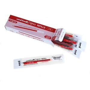 Recharge pour Roller UM153 encre gel Signo Broad UMR10 Pointe Large 1mm Rouge x 12 UNI-BALL