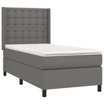 vidaXL Sommier à lattes de lit matelas LED Gris 100x200 cm Similicuir