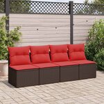 vidaXL Salon de jardin avec coussins 2Pièces marron résine tressée acacia