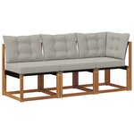 vidaXL Canapé d’extérieur milieu et coin avec coussin 3 Pièce Naturel