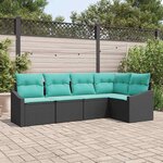 vidaXL Ensemble de Canapés avec coussin 5 Pièces Noir polyrotin