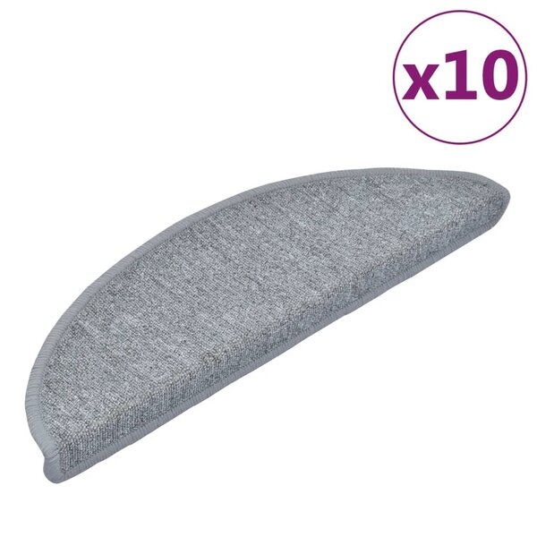 vidaXL Tapis d'escalier 10 Pièces 56x17x3 cm Gris clair