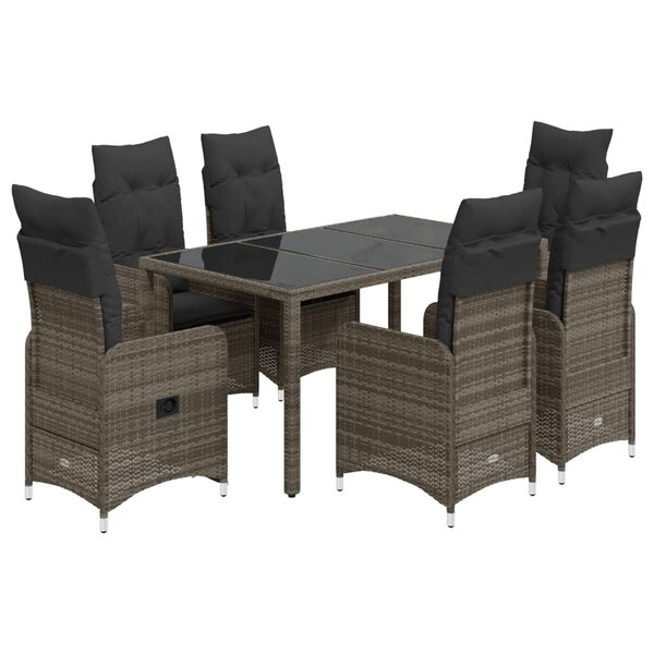 vidaXL Ensemble de bistro de jardin 5 Pièces coussins gris poly rotin