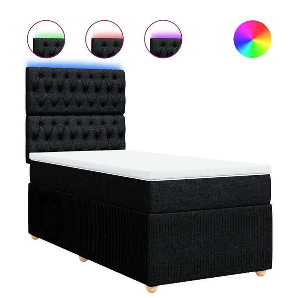 vidaXL Sommier à lattes de lit avec matelas Noir 90x190 cm Tissu