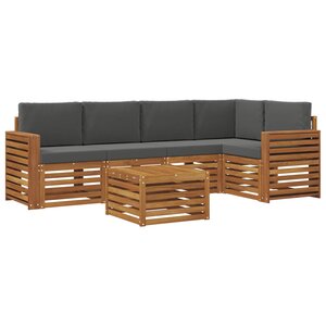 vidaXL Ensemble de canapé d'angle 6 Pièces Naturel et Anthracite