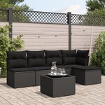 vidaXL Salon de jardin 6 Pièces avec coussins noir résine tressée