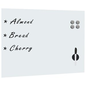 vidaXL Tableau blanc magnétique mural en verre 80 x 60 cm
