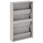 vidaXL Armoire à chaussures miroir 3 niveaux Gris béton 63x17x102 5 cm