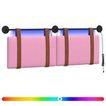 vidaXL Tête de lit suspendue Avec lumière LED Rose PU antique