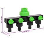 vidaXL Adaptateur de robinet à 4 voies vert/noir 19 5x6x11 cm ABS & PP