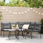 vidaXL Canapé de jardin avec coussins forme de L noir acier textilène