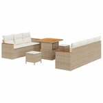 vidaXL Ensemble de canapé de jardin 10 Pièces Beige Poly rotin