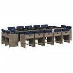 vidaXL Ensemble à manger de jardin 15 Pièces coussins gris résine tressée