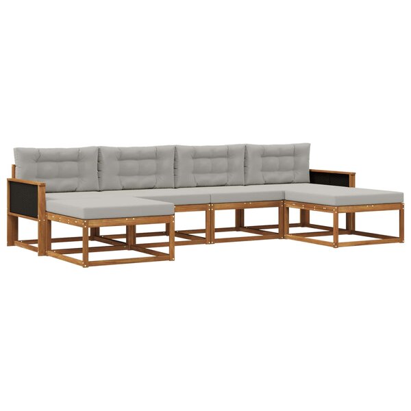 vidaXL Ensemble de canapés d'extérieur 6 pc Naturel et gris clair