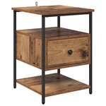 vidaXL Cabinet de chevet avec tiroir 2 Pièces Bois ancien 40 x 42 x 56 cm