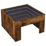 vidaXL Table basse avec LED infini chêne fumé 50x50x30 cm