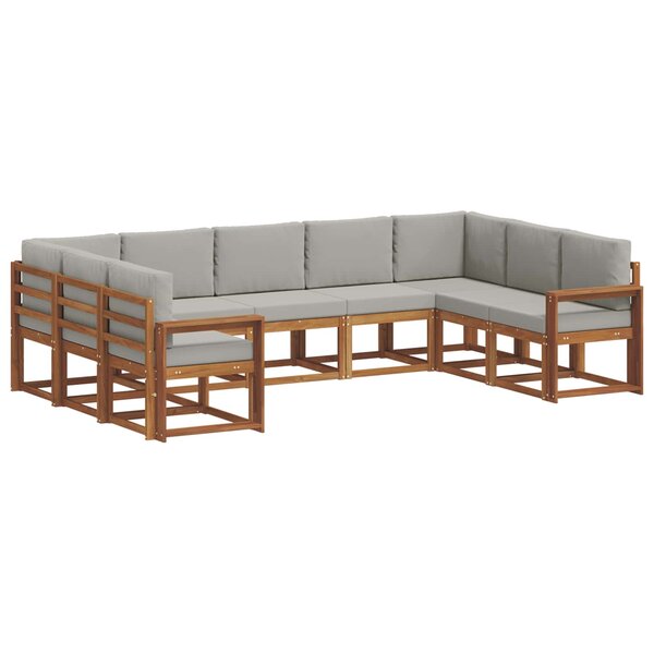 vidaXL Ensemble de canapés d'extérieur 9 Pièces Gris Naturel et Clair