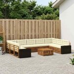 vidaXL Ensemble de canapés d'extérieur 10 Pièces Naturel et Crème