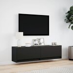 vidaXL Meuble TV mural avec lumières LED noir 140x31x38 cm