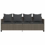 vidaXL Chaise longue avec coussins gris résine tressée