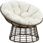 Fauteuil papasan en polyrésine et acier ecru & chocolat